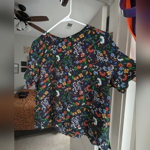 H&M Semi High-low Blouse with Bright Floral Print